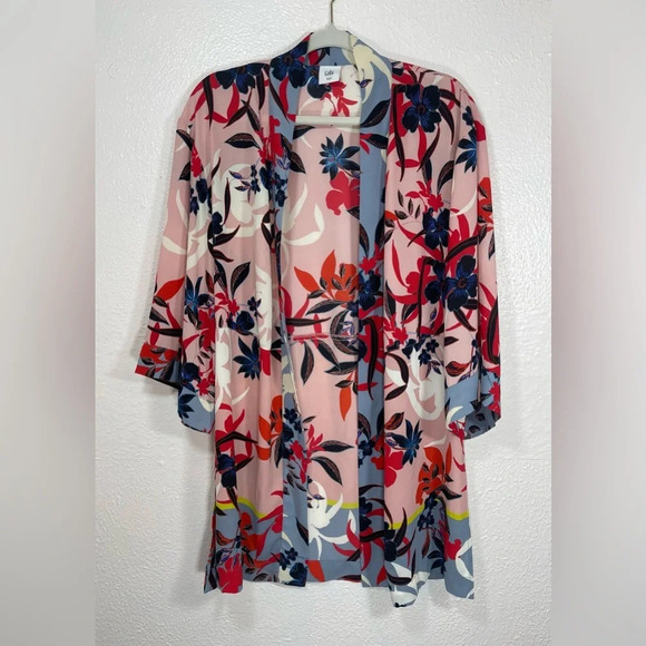 Cabi Blooming Blush Pink Floral Tropical Kimono Topper Shawl Cardigan Women XS/S - Picture 13 of 13